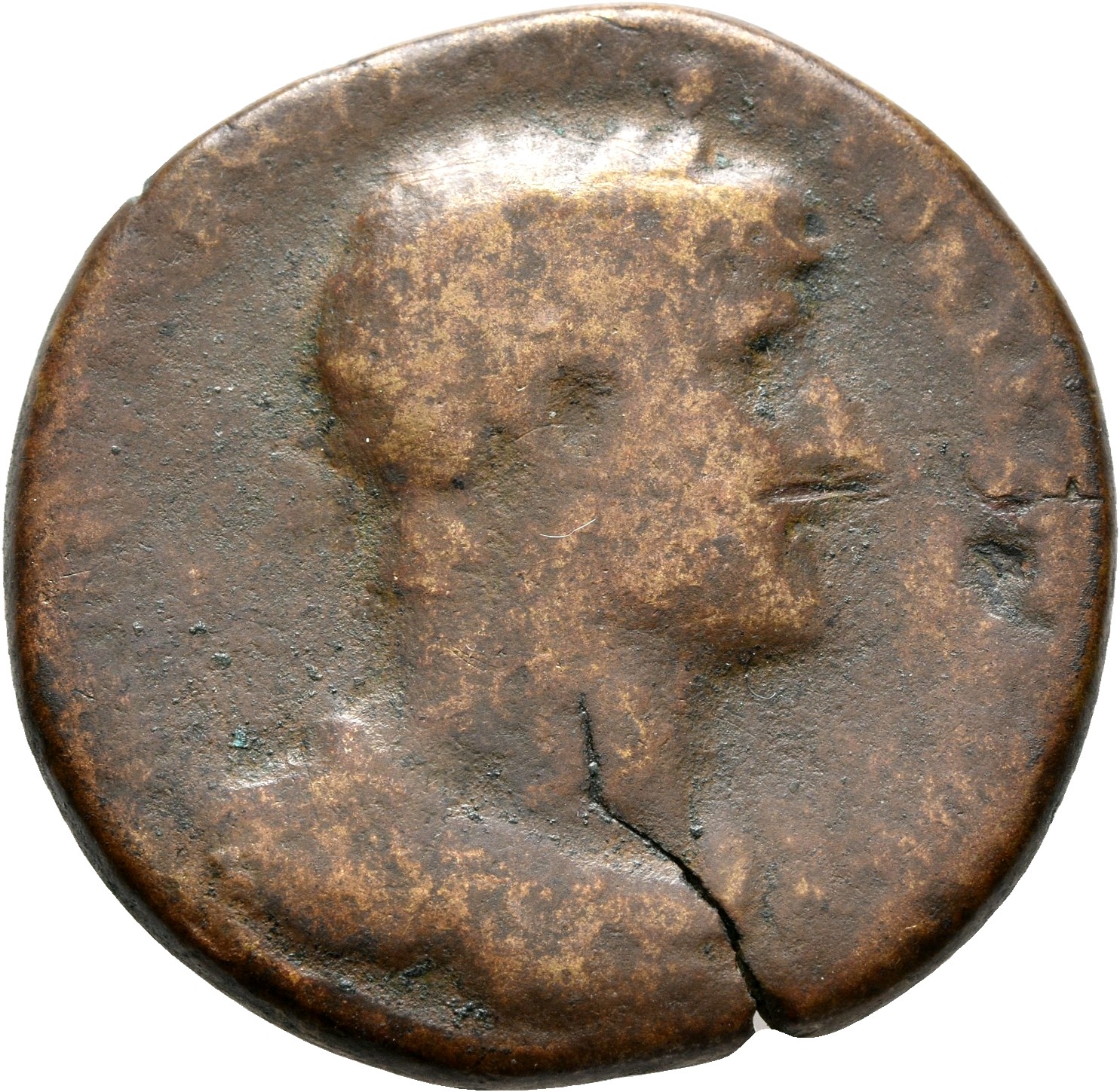 RIC II, Part 3 (second edition) Hadrian 661 Hadrian obverse, Bust of Hadrian, laureate, draped, right, viewed from front