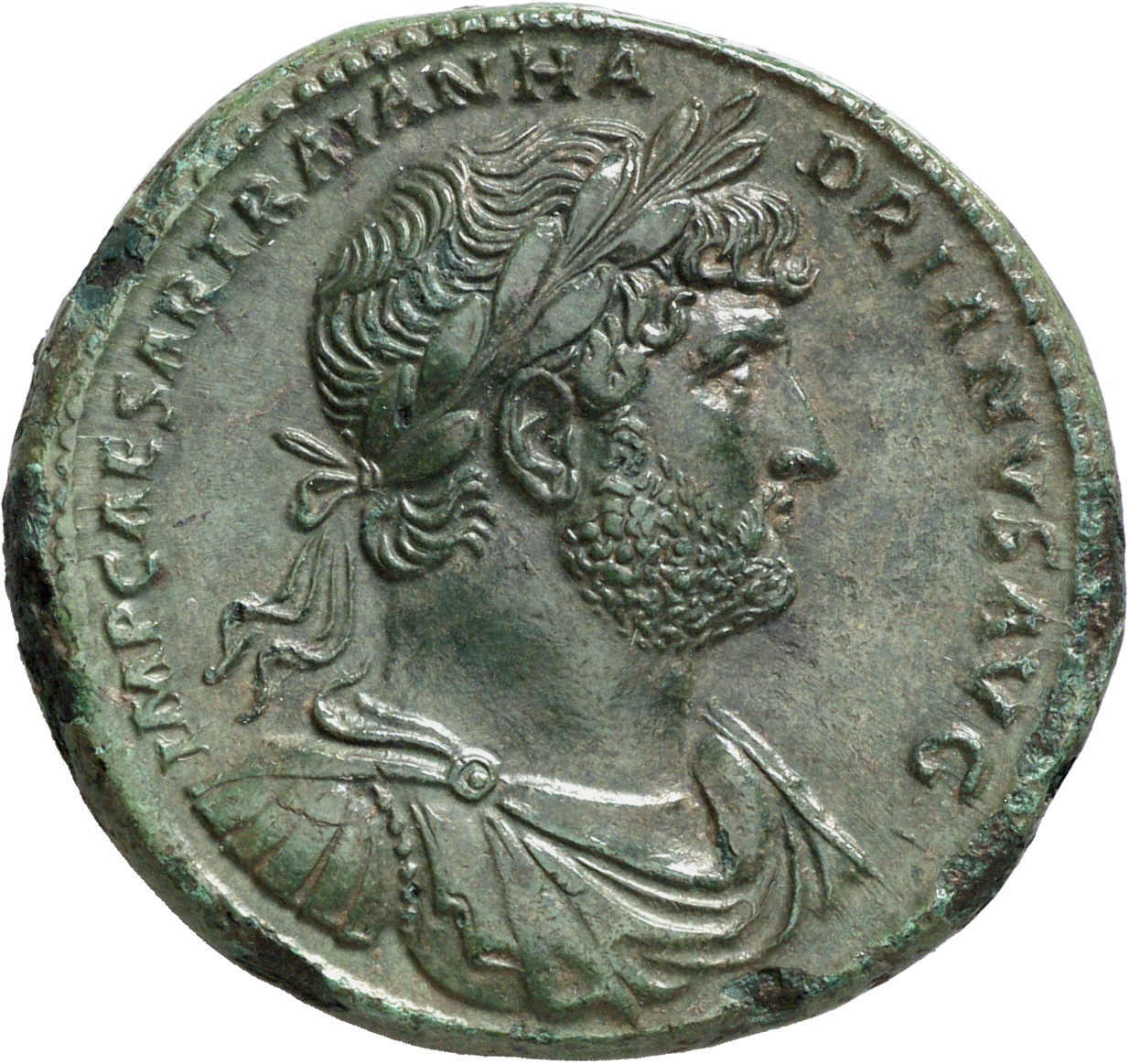 RIC II, Part 3 (second edition) Hadrian 662 Hadrian obverse, Bust of Hadrian, laureate, draped and cuirassed, right, viewe...