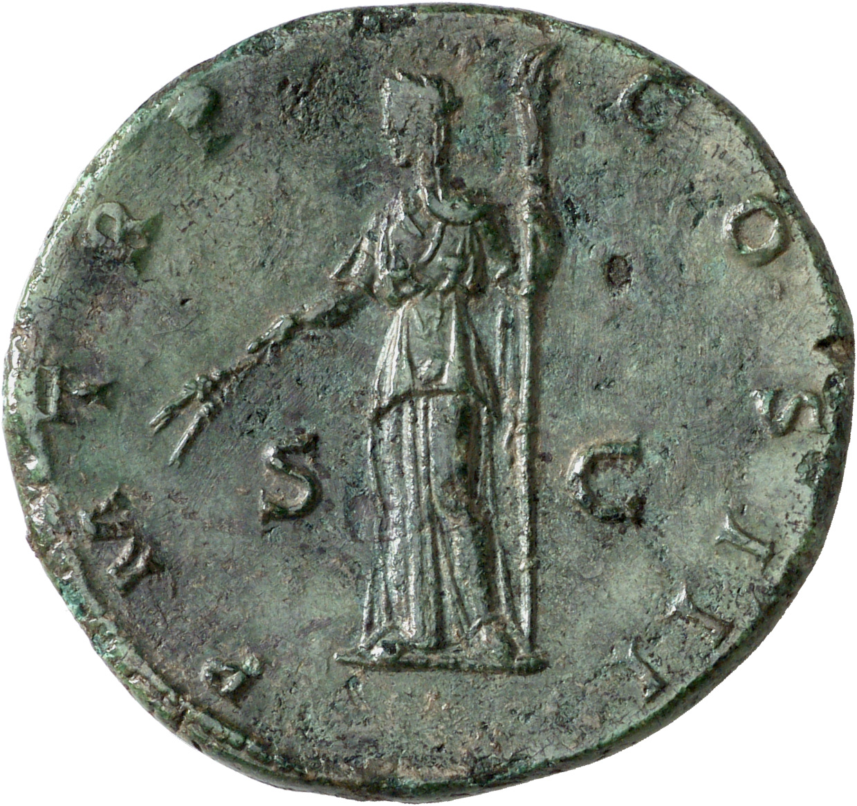 RIC II, Part 3 (second edition) Hadrian 662 Hadrian reverse, Ceres standing left, holding corn ears and long vertical torch