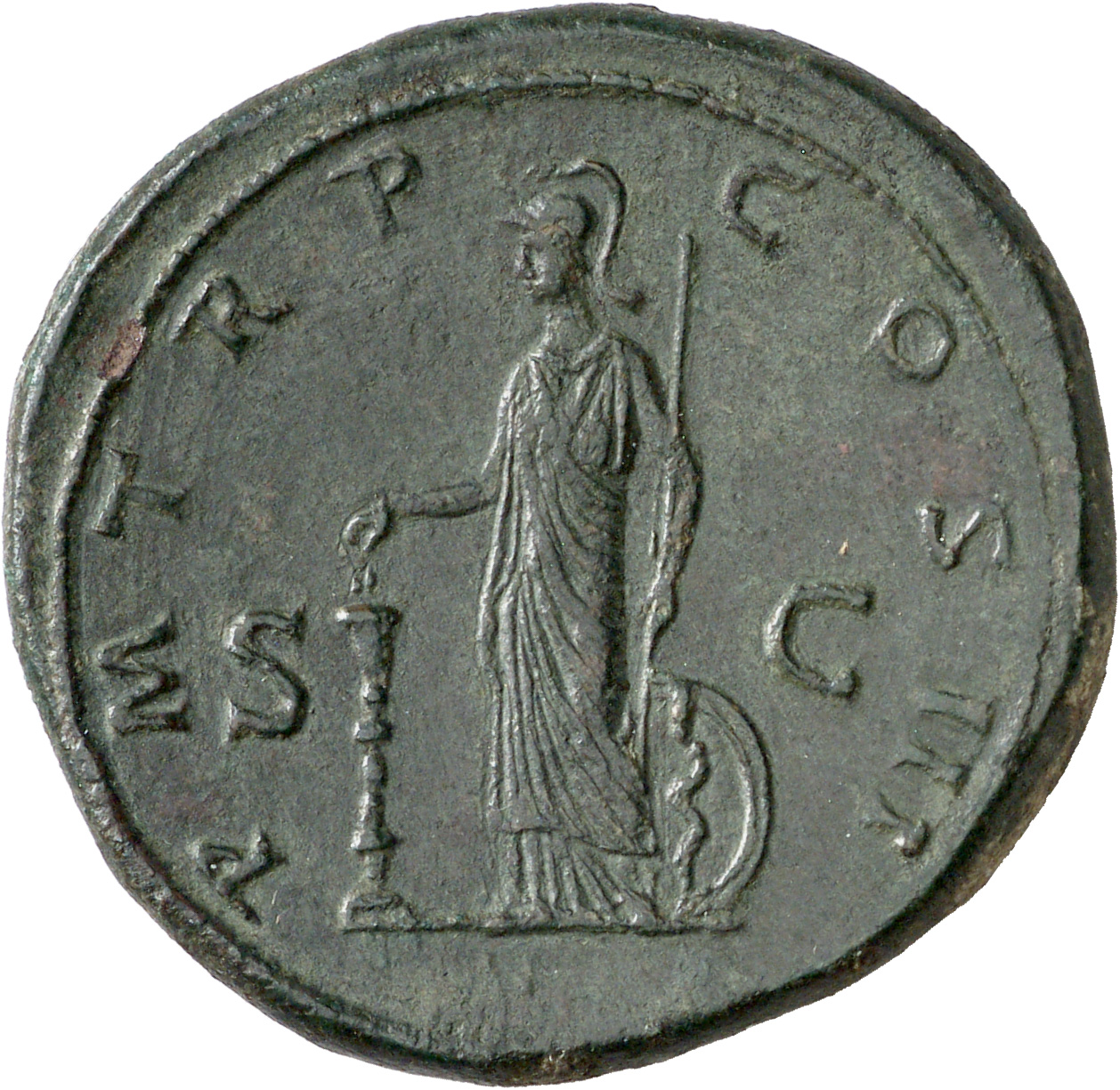 RIC II, Part 3 (second edition) Hadrian 668 Hadrian reverse, Minerva standing left, placing incense in candelabrum and hol...