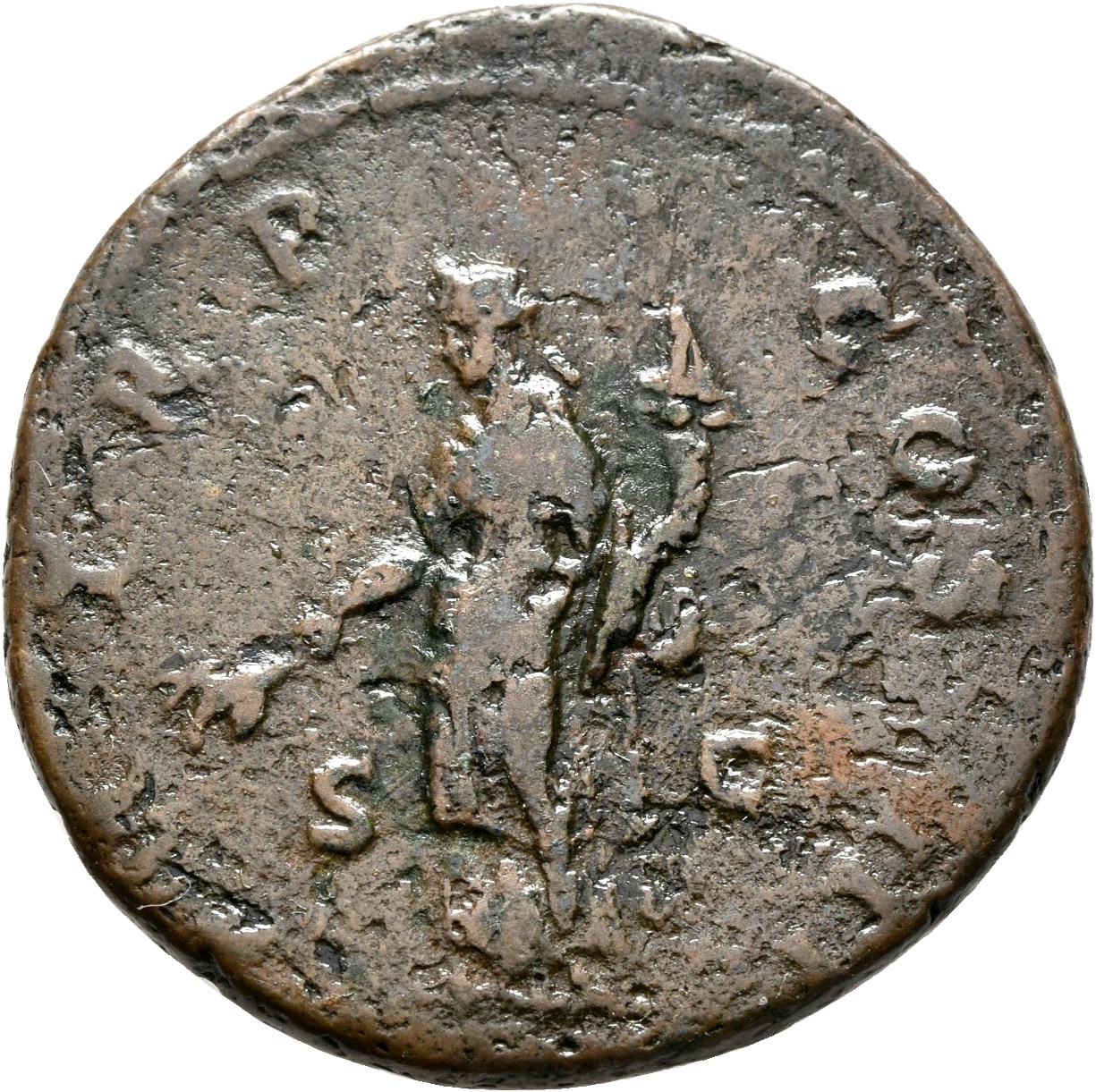 RIC II, Part 3 (second edition) Hadrian 676 Hadrian reverse, Pax standing left, holding branch and cornucopia
