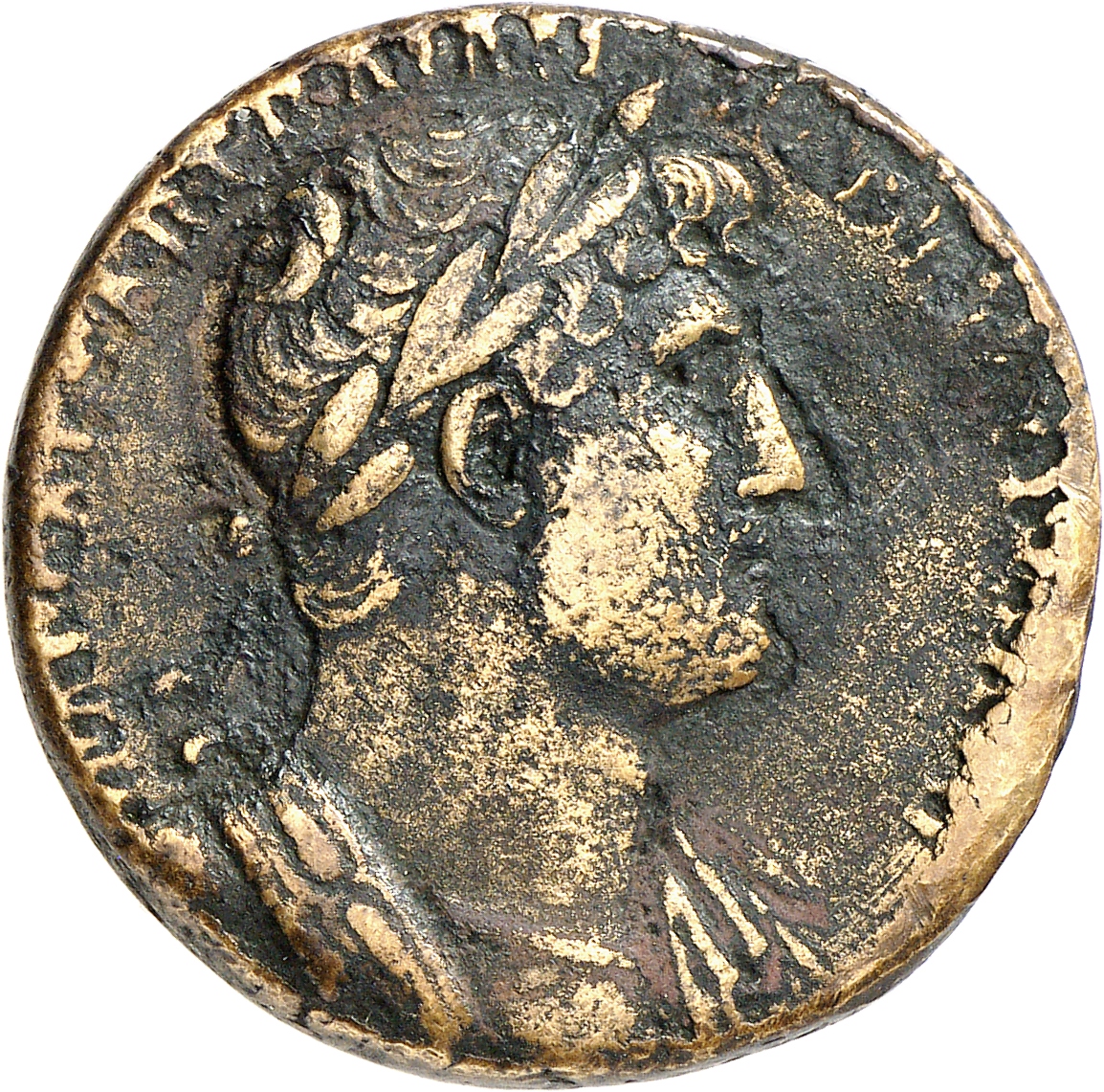 RIC II, Part 3 (second edition) Hadrian 680 Hadrian obverse, Bust of Hadrian, laureate, cuirassed, cropped of pteryges, ri...