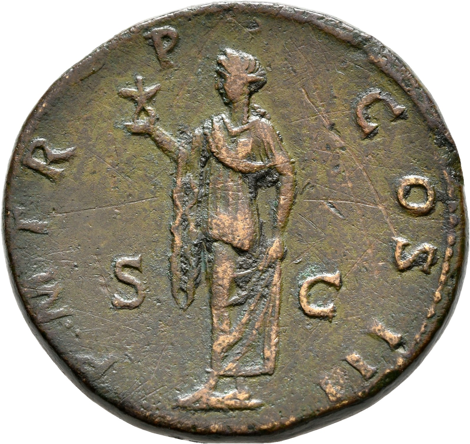 RIC II, Part 3 (second edition) Hadrian 682 Hadrian reverse, Spes advancing left, holding flower and lifting robe