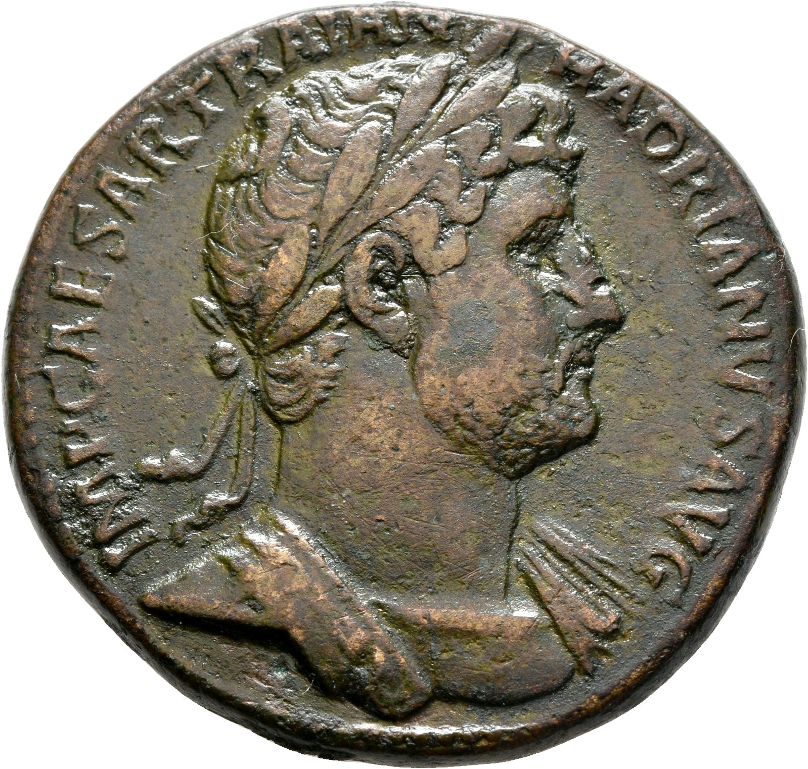 RIC II, Part 3 (second edition) Hadrian 682 Hadrian obverse, Bust of Hadrian, laureate, draped and cuirassed, right, viewe...