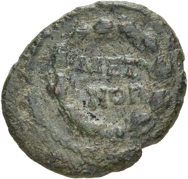 RIC II, Part 3 (second edition) Hadrian 687 Hadrian reverse, MET/•/NOR within a wreath