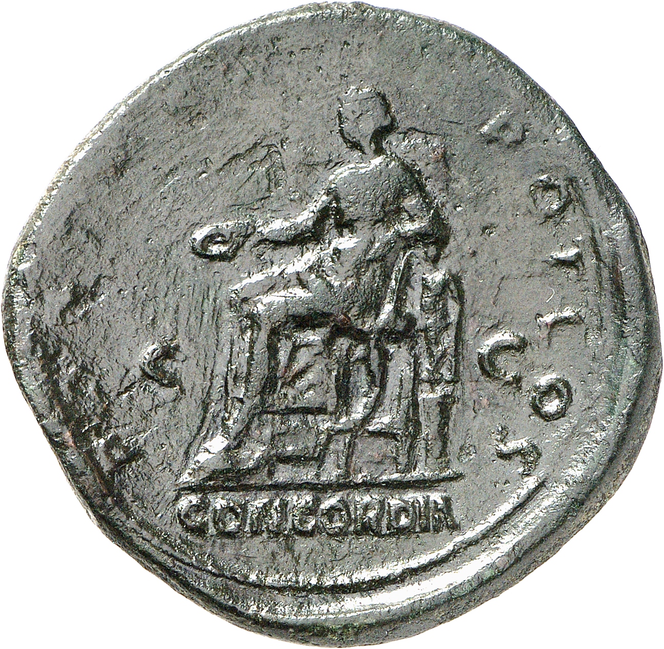RIC II, Part 3 (second edition) Hadrian 70 Hadrian reverse, Concordia seated left on throne, holding patera and resting on...