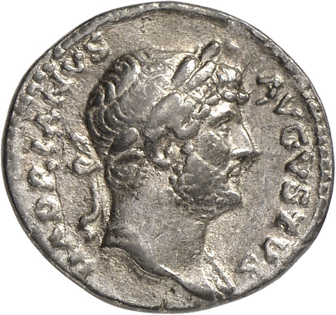 RIC II, Part 3 (second edition) Hadrian 722 Hadrian obverse, Head of Hadrian, laureate, right