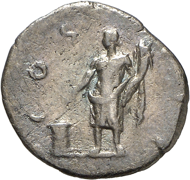 RIC II, Part 3 (second edition) Hadrian 724 Hadrian reverse, Genius standing left, sacrificing with patera over altar and ...