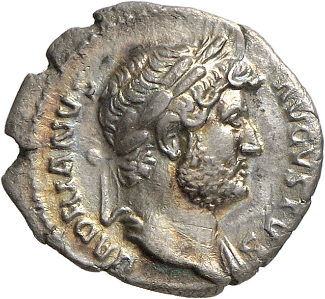 RIC II, Part 3 (second edition) Hadrian 729 Hadrian obverse, Head of Hadrian, laureate, right
