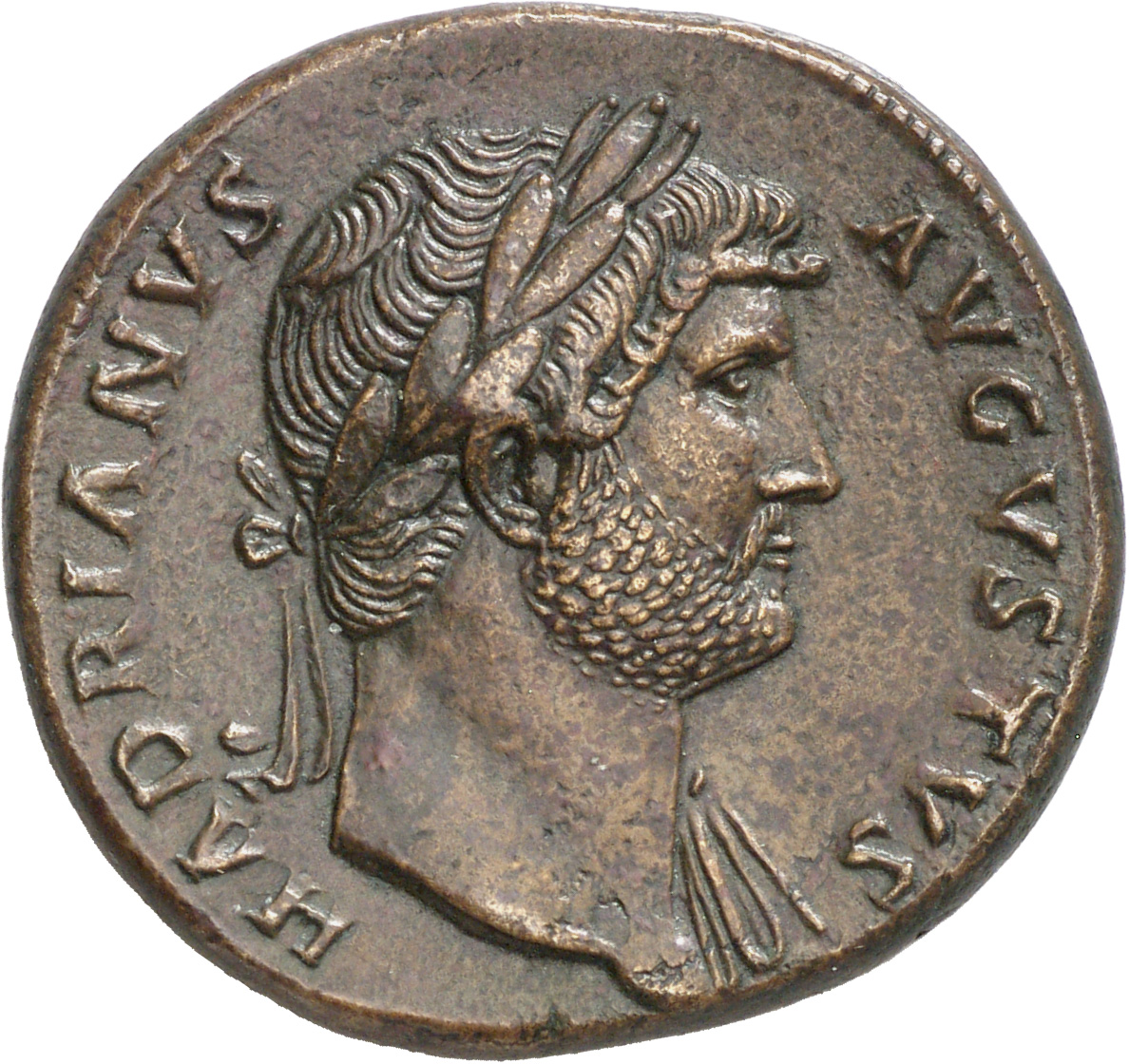 RIC II, Part 3 (second edition) Hadrian 738 Hadrian obverse, Head of Hadrian, laureate, right