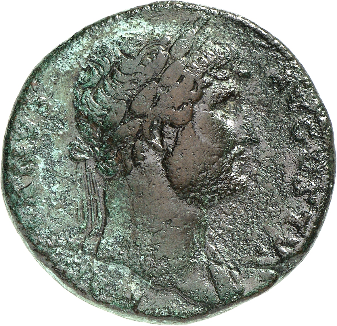 RIC II, Part 3 (second edition) Hadrian 741 Hadrian obverse, Head of Hadrian, laureate, right