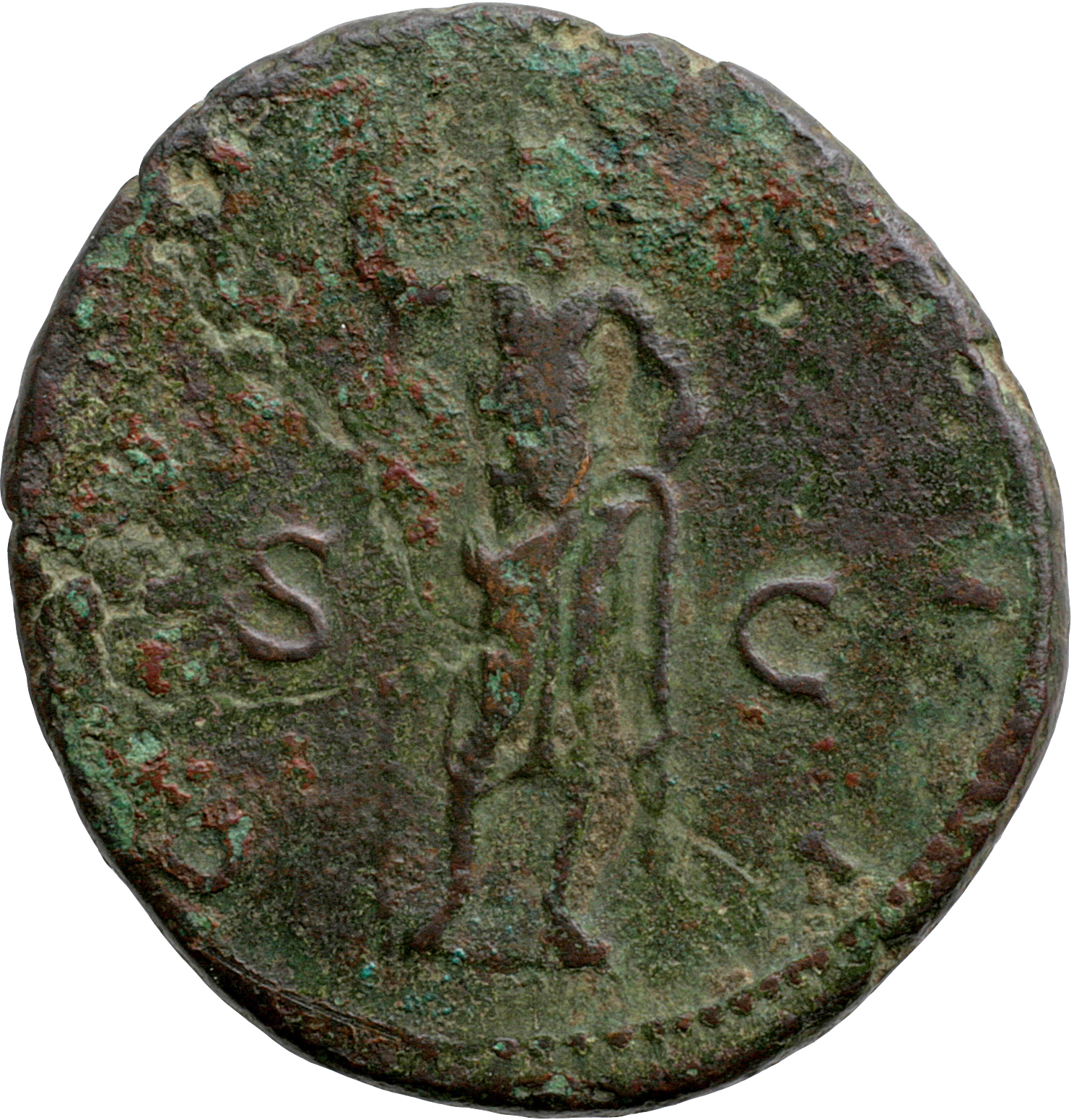 RIC II, Part 3 (second edition) Hadrian 748 Hadrian reverse, Janus Quadrifons standing facing, faces left and right, holdi...
