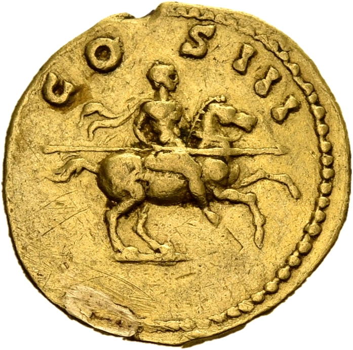 RIC II, Part 3 (second edition) Hadrian 772 Hadrian reverse, Hadrian riding left, pointing spear forward