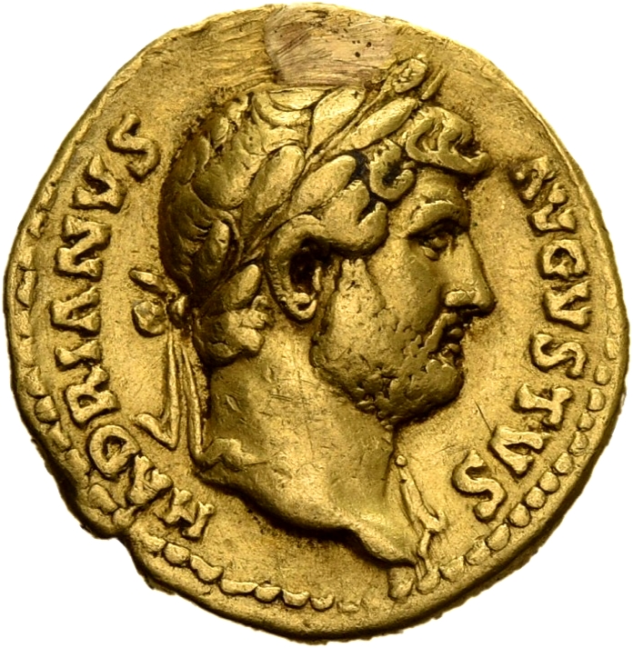 RIC II, Part 3 (second edition) Hadrian 772 Hadrian obverse, Head of Hadrian, laureate, right