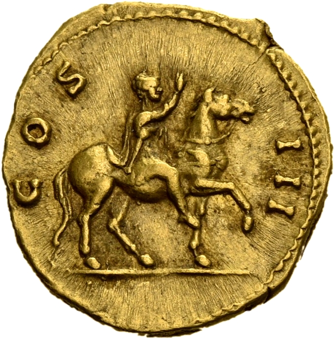 RIC II, Part 3 (second edition) Hadrian 781 Hadrian reverse, Hadrian riding right, raising hand