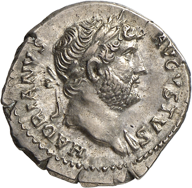RIC II, Part 3 (second edition) Hadrian 786 Hadrian obverse, Head of Hadrian, laureate, right