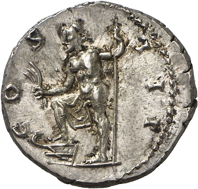 RIC II, Part 3 (second edition) Hadrian 788 Hadrian reverse, Neptune stepping on prow left, holding acrostolium and trident