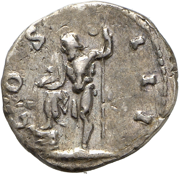 RIC II, Part 3 (second edition) Hadrian 789 Hadrian reverse, Neptune stepping on prow left, holding dolphin and trident
