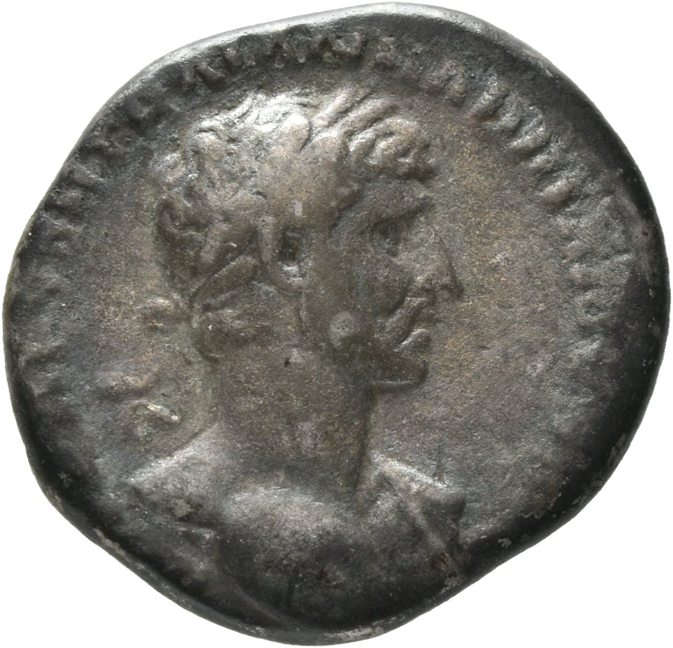 RIC II, Part 3 (second edition) Hadrian 79 Hadrian obverse, Bust of Hadrian, laureate, bare chest, traces of drapery on fa...