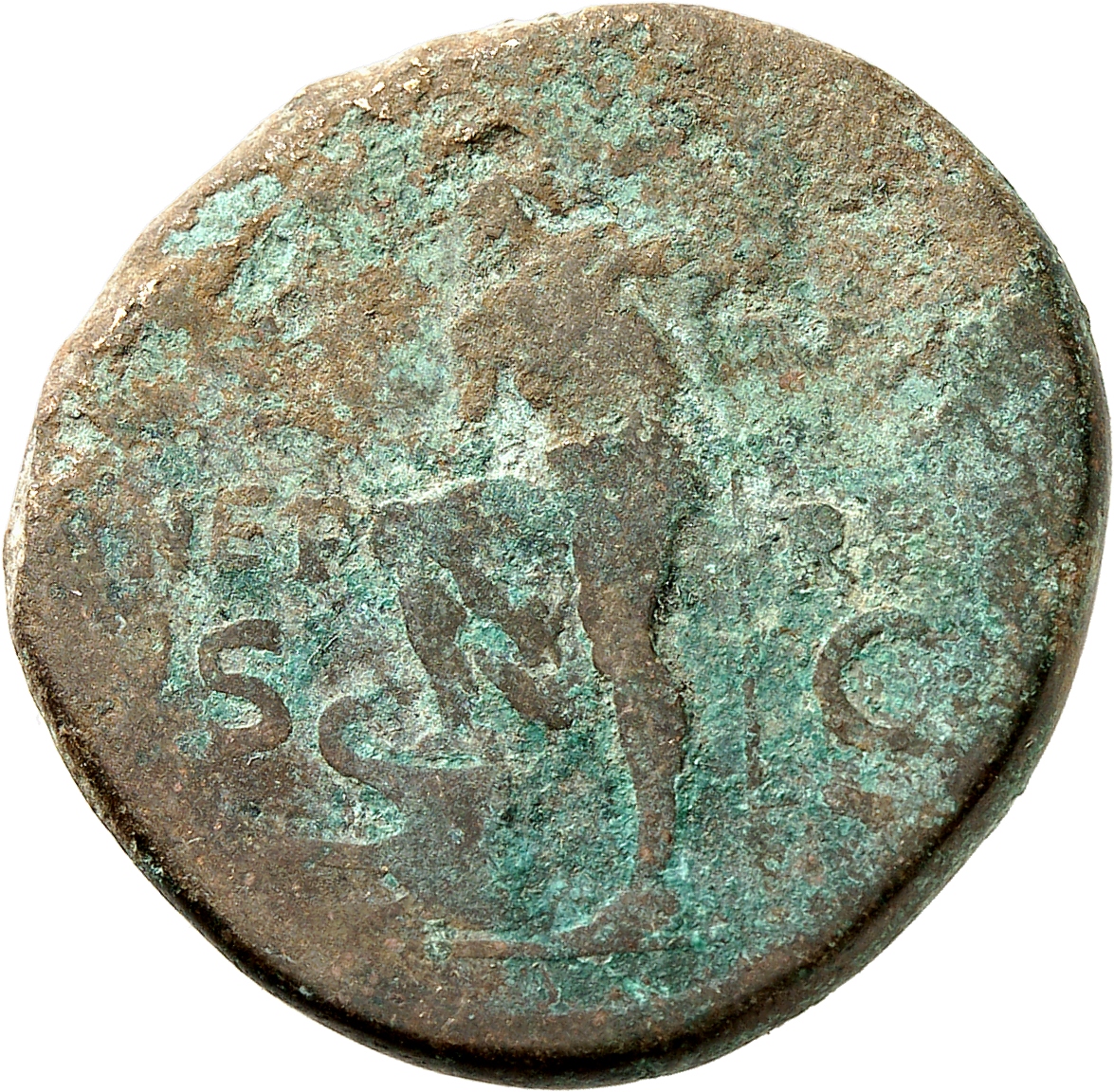 RIC II, Part 3 (second edition) Hadrian 809 Hadrian reverse, Neptune standing left, resting foot on prow, holding acrostol...