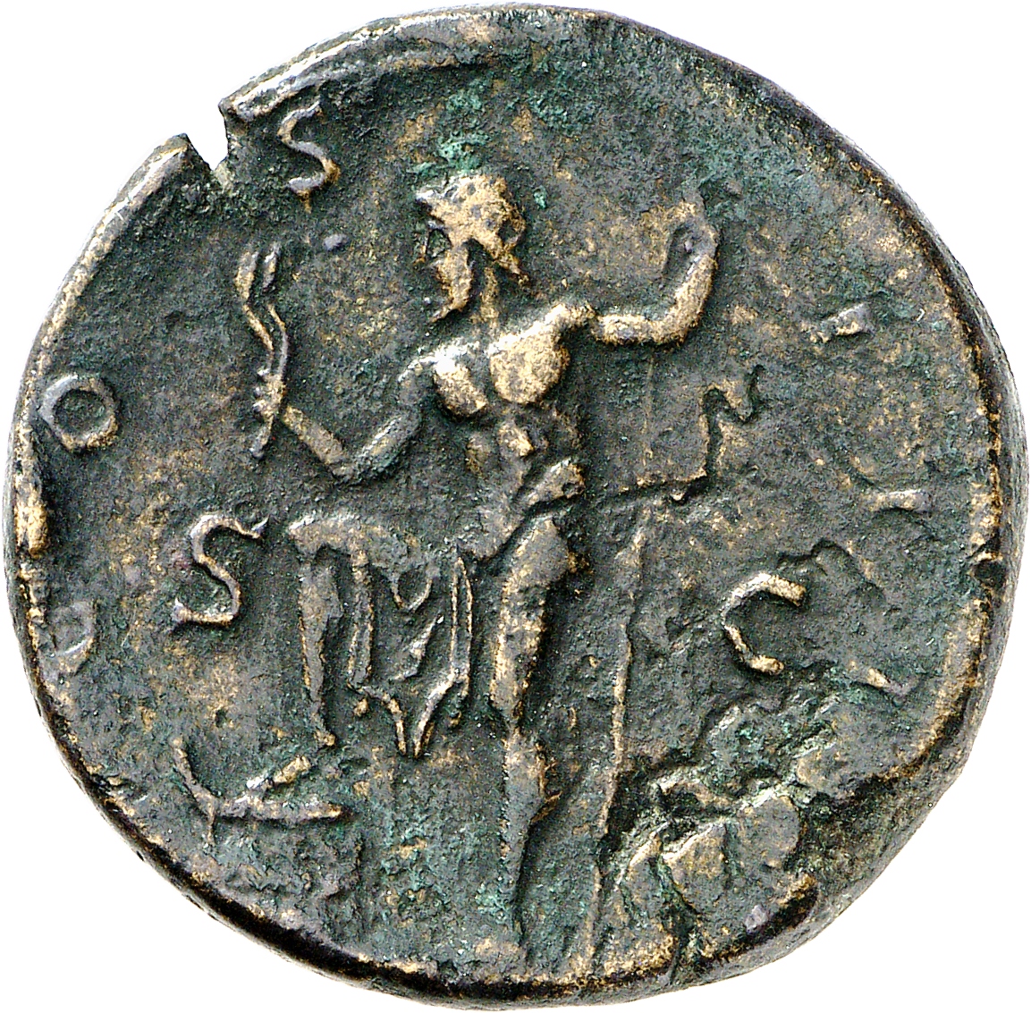 RIC II, Part 3 (second edition) Hadrian 811 Hadrian reverse, Neptune standing left, resting foot on prow, holding acrostol...