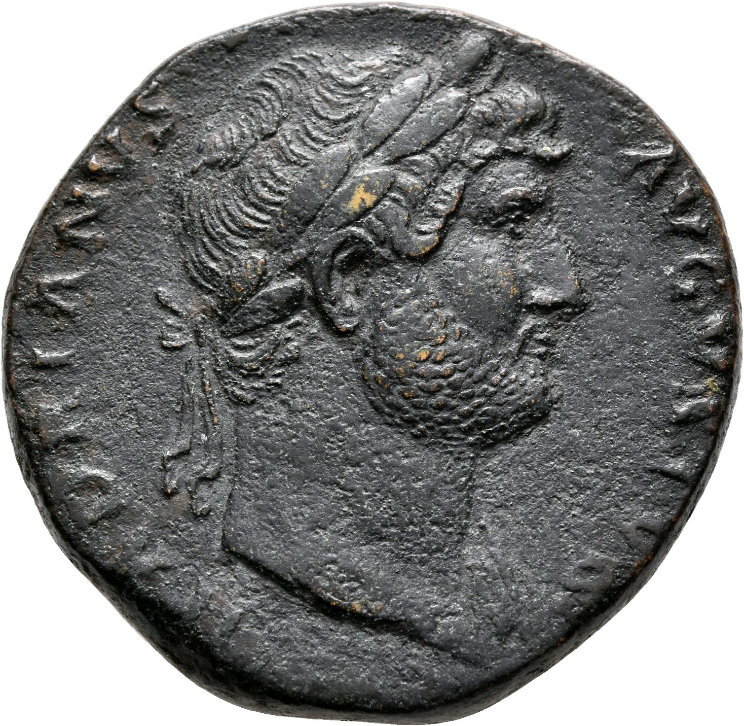 RIC II, Part 3 (second edition) Hadrian 811 Hadrian obverse, Head of Hadrian, laureate, right