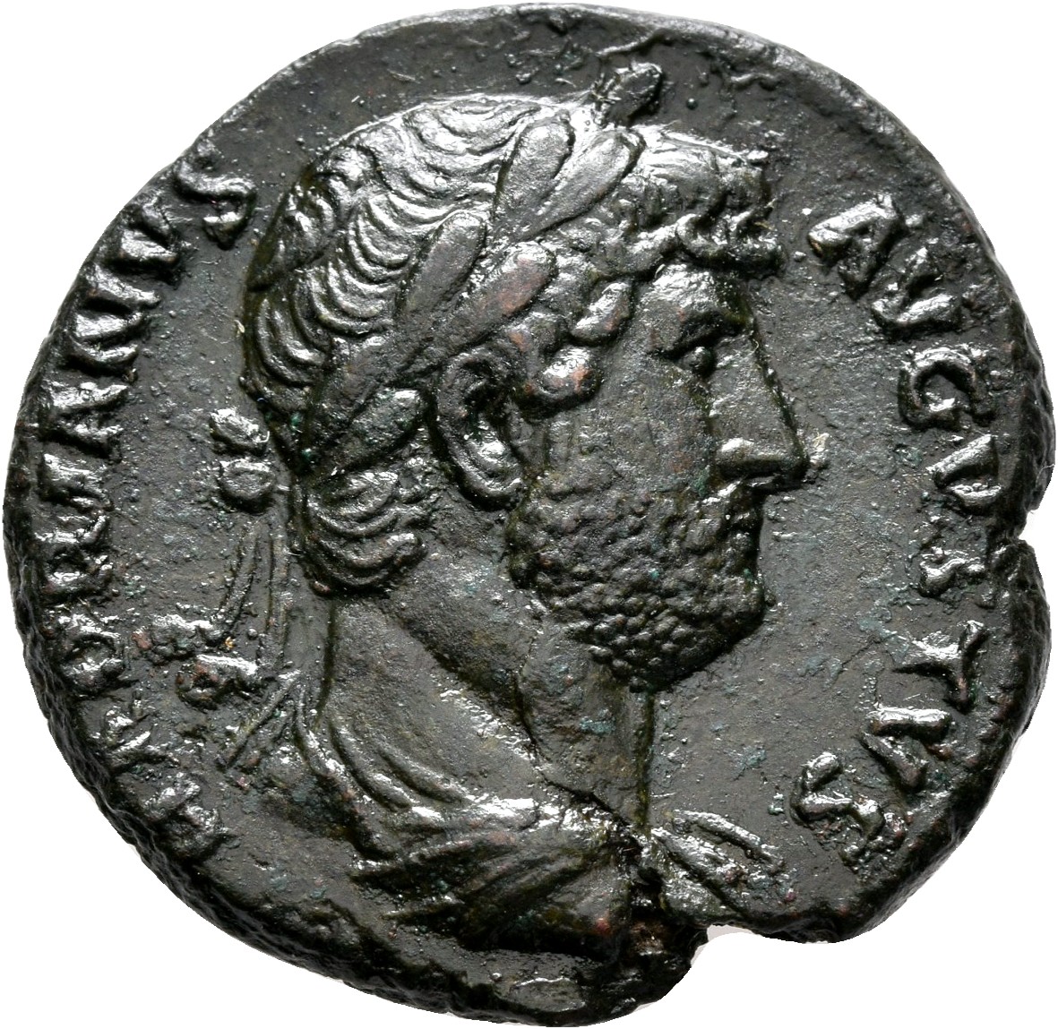 RIC II, Part 3 (second edition) Hadrian 819 Hadrian obverse, Bust of Hadrian, laureate, draped and cuirassed, right, viewe...