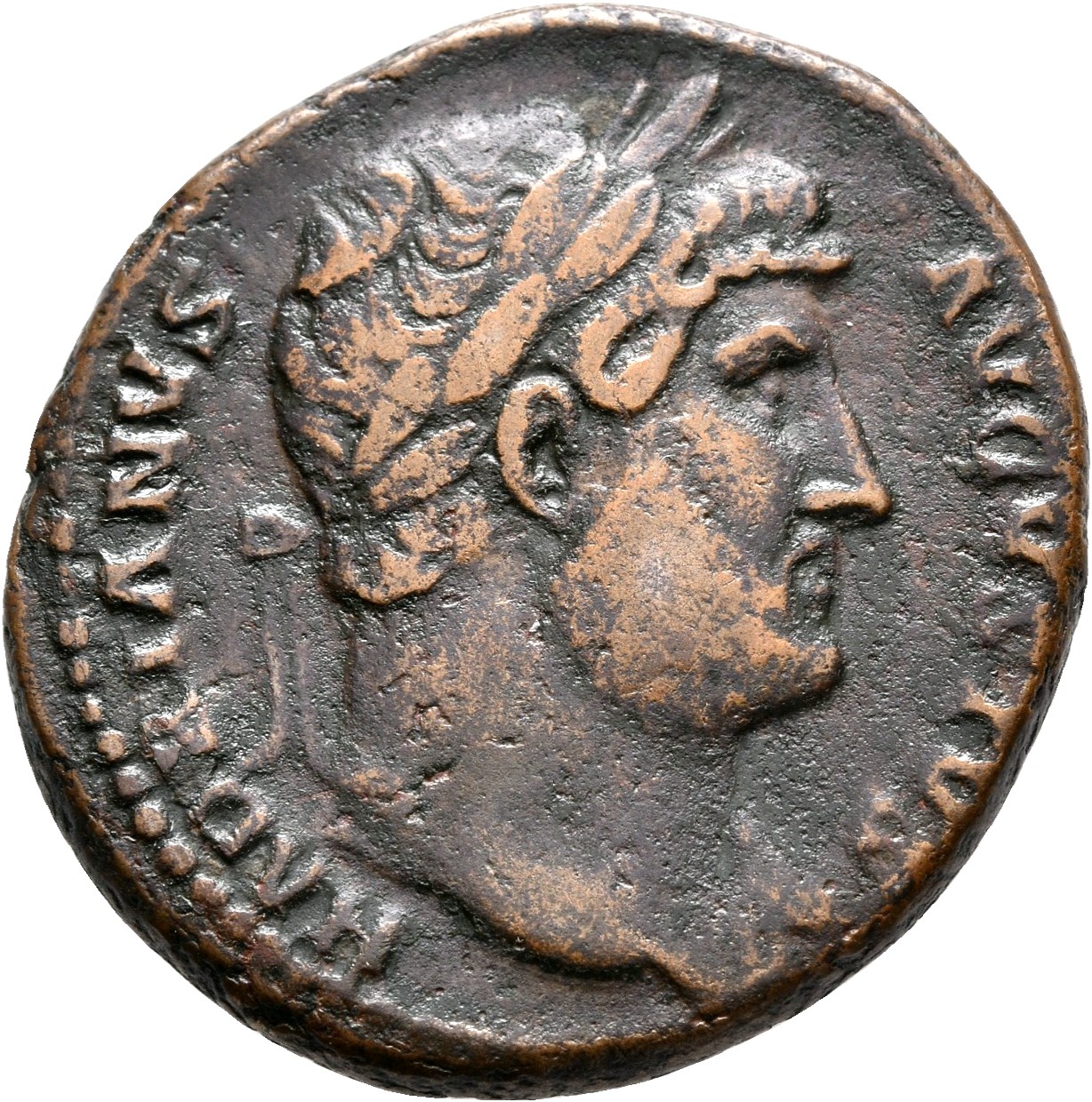 RIC II, Part 3 (second edition) Hadrian 828 Hadrian obverse, Head of Hadrian, laureate, right