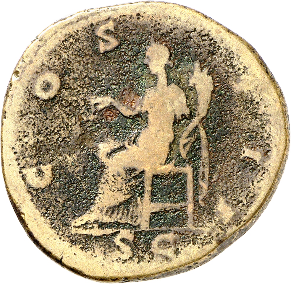 RIC II, Part 3 (second edition) Hadrian 831 Hadrian reverse, Aequitas-Moneta seated left, holding scales and cornucopia