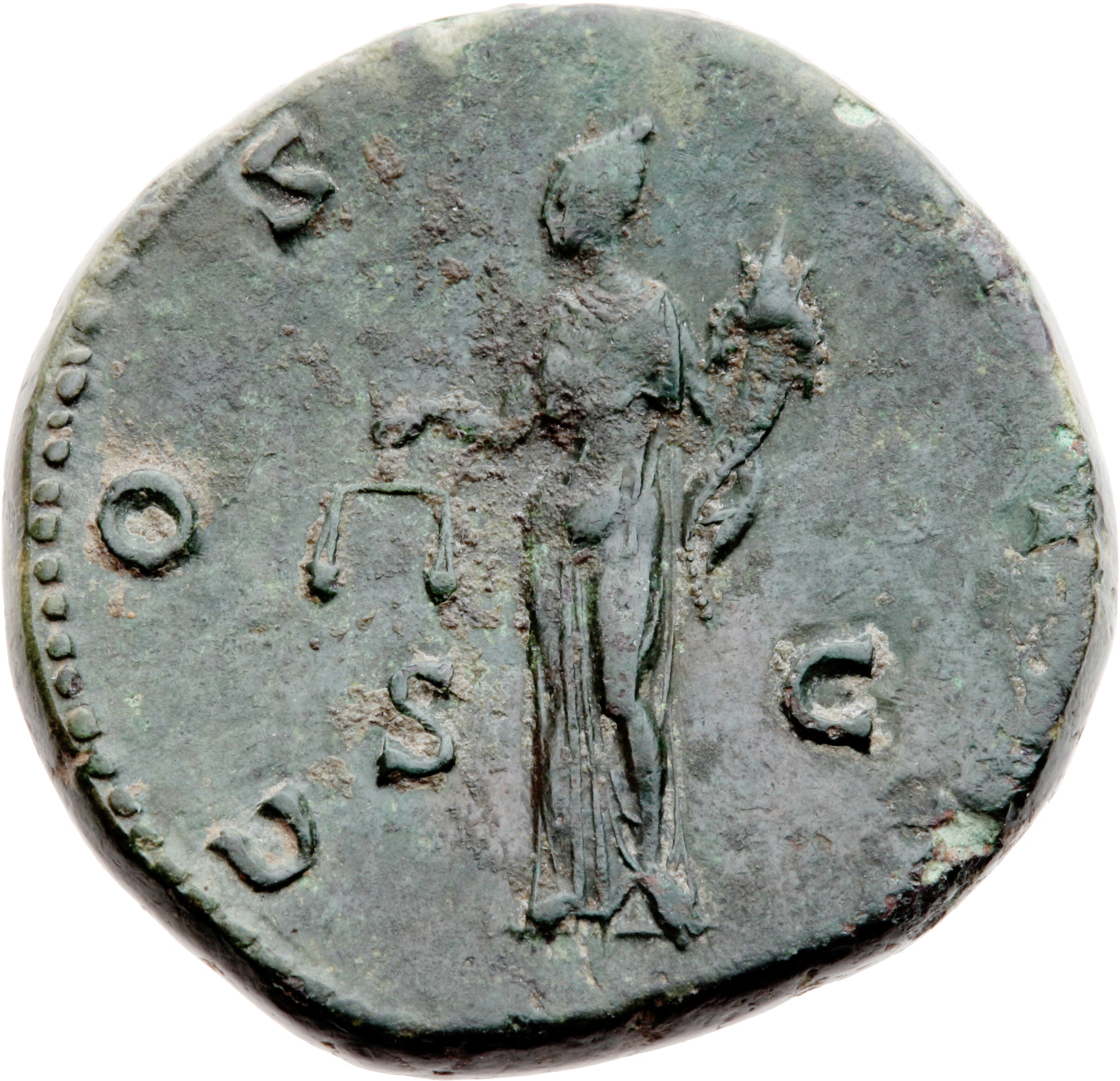 RIC II, Part 3 (second edition) Hadrian 832 Hadrian reverse, Aequitas-Moneta standing left, holding scales and cornucopia