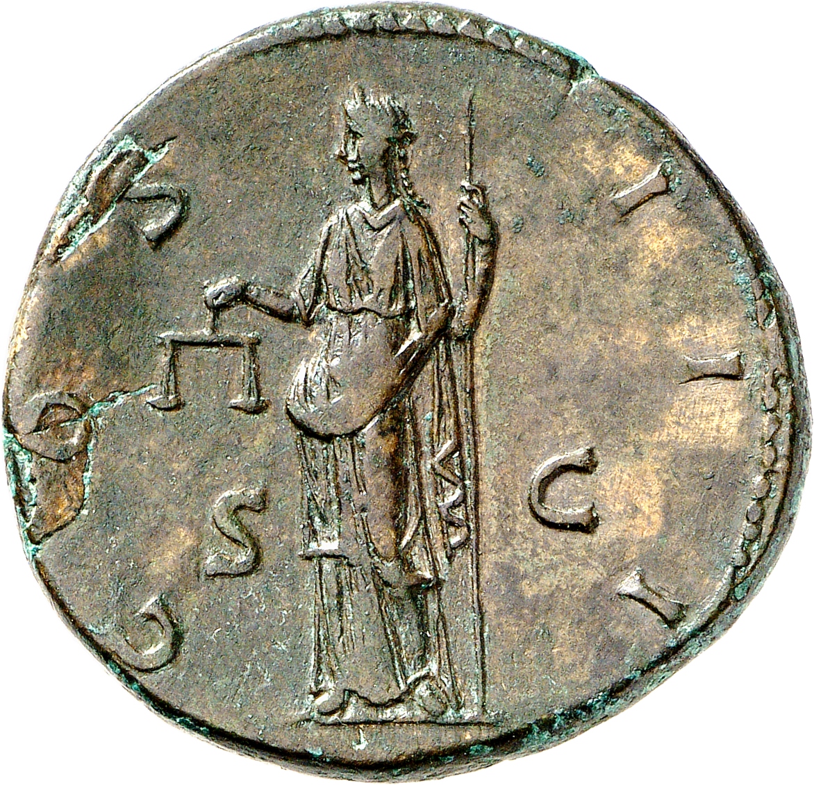 RIC II, Part 3 (second edition) Hadrian 834 Hadrian reverse, Aequitas-Moneta standing left, holding scales and sceptre