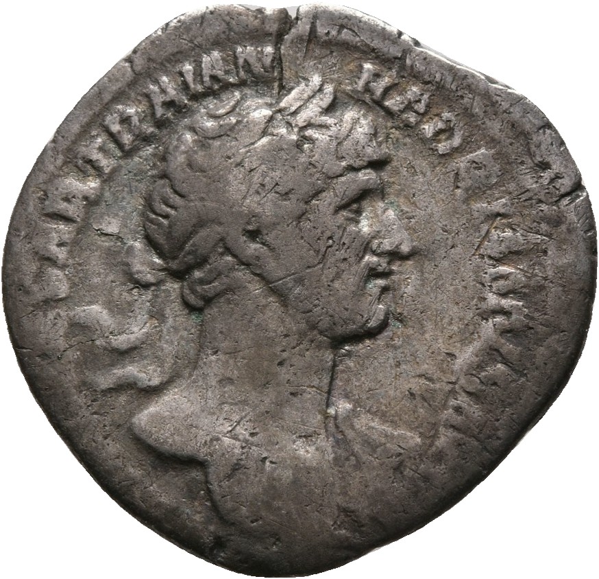 RIC II, Part 3 (second edition) Hadrian 84 Hadrian obverse, Bust of Hadrian, laureate, bare chest, traces of drapery on fa...