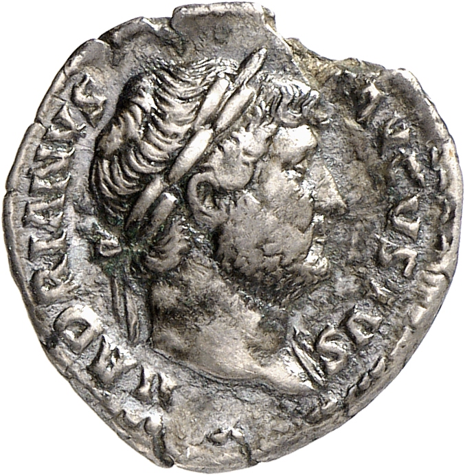RIC II, Part 3 (second edition) Hadrian 845 Hadrian obverse, Head of Hadrian, laureate, right