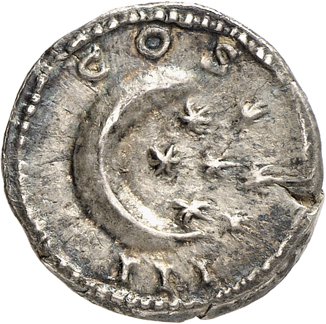 RIC II, Part 3 (second edition) Hadrian 852 Hadrian reverse, Seven stars within crescent