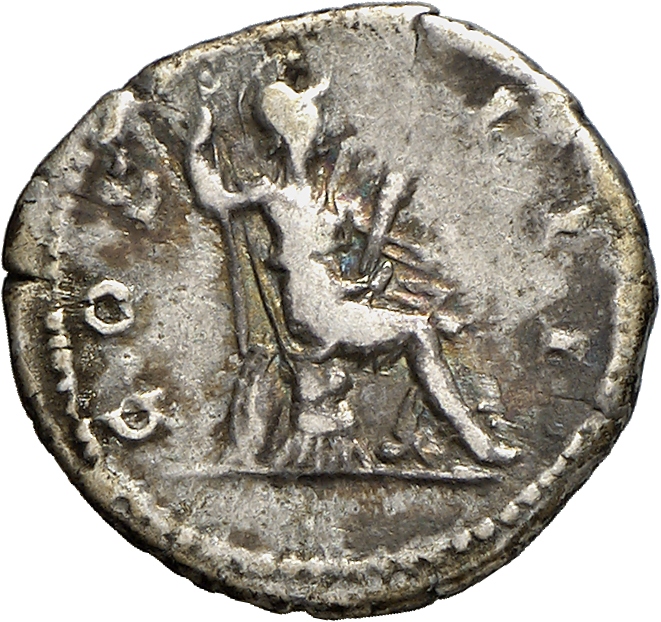 RIC II, Part 3 (second edition) Hadrian 860 Hadrian reverse, Virtus seated right on cuirass and shield, holding spear and ...