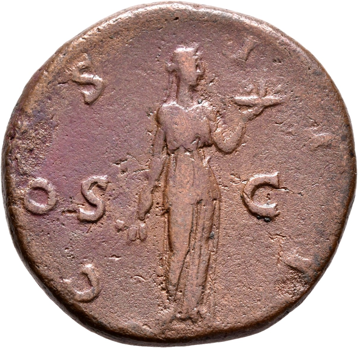 RIC II, Part 3 (second edition) Hadrian 868 Hadrian reverse, Fides standing right, holding corn ears and dish of fruit