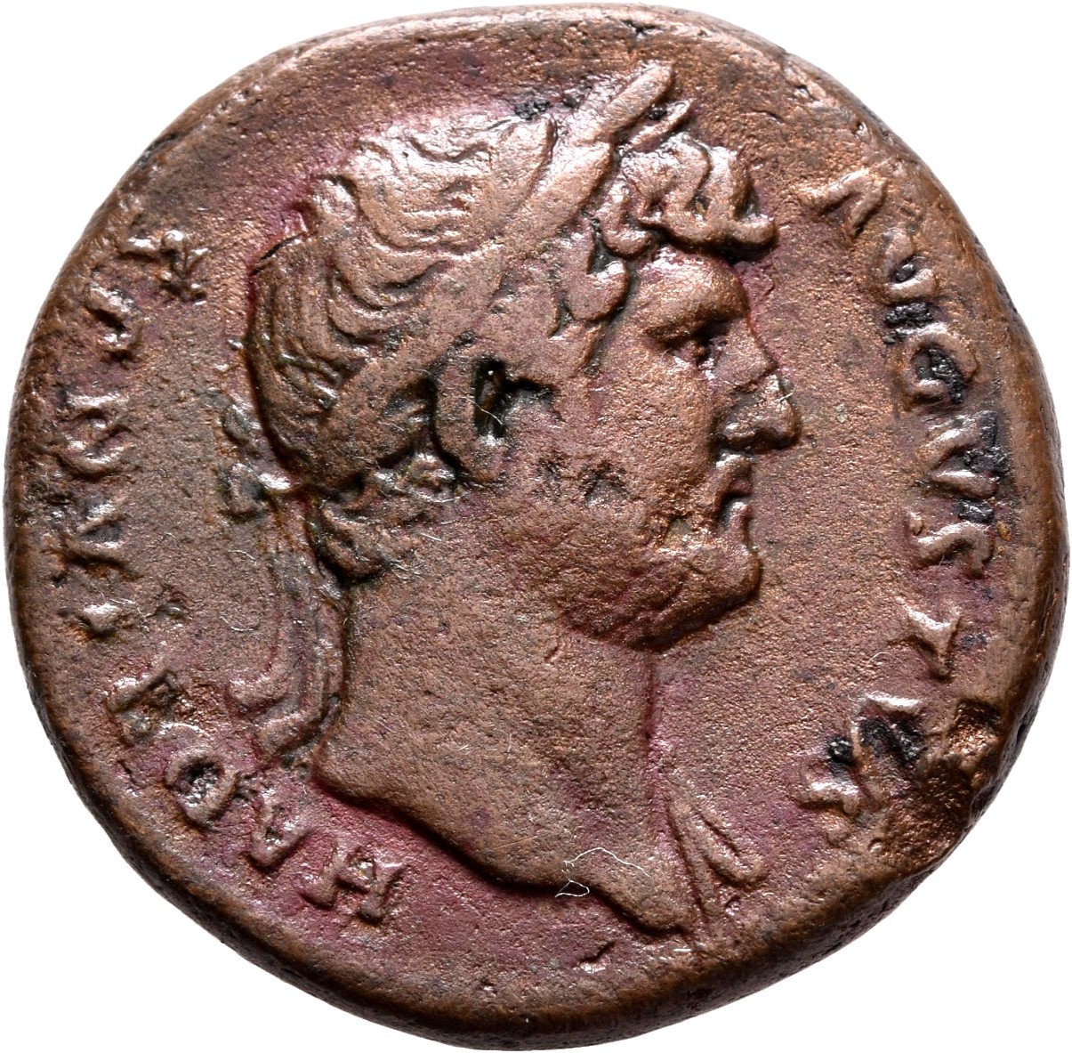 RIC II, Part 3 (second edition) Hadrian 868 Hadrian obverse, Head of Hadrian, laureate, right