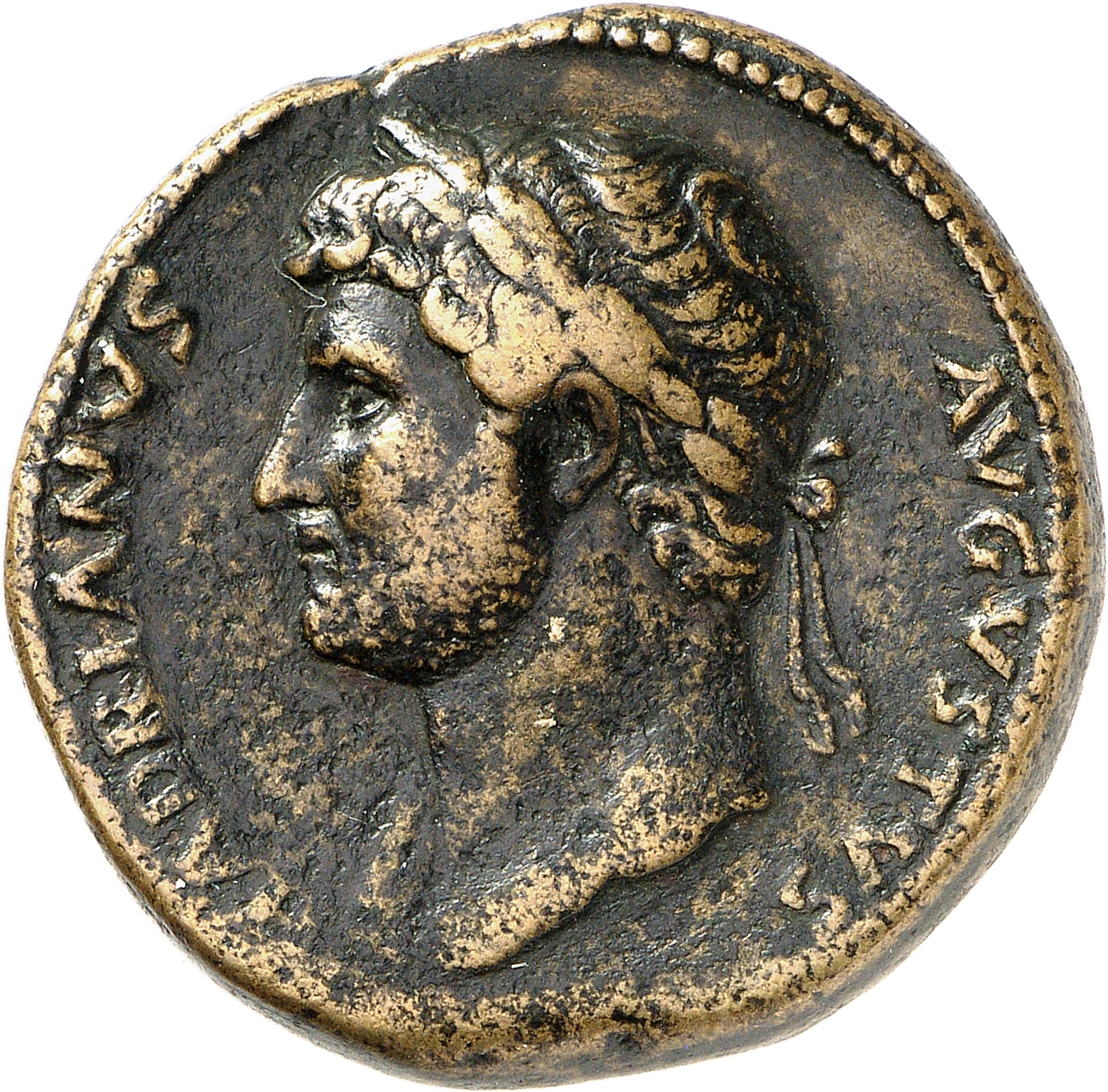 RIC II, Part 3 (second edition) Hadrian 871 Hadrian obverse, Head of Hadrian, laureate, left