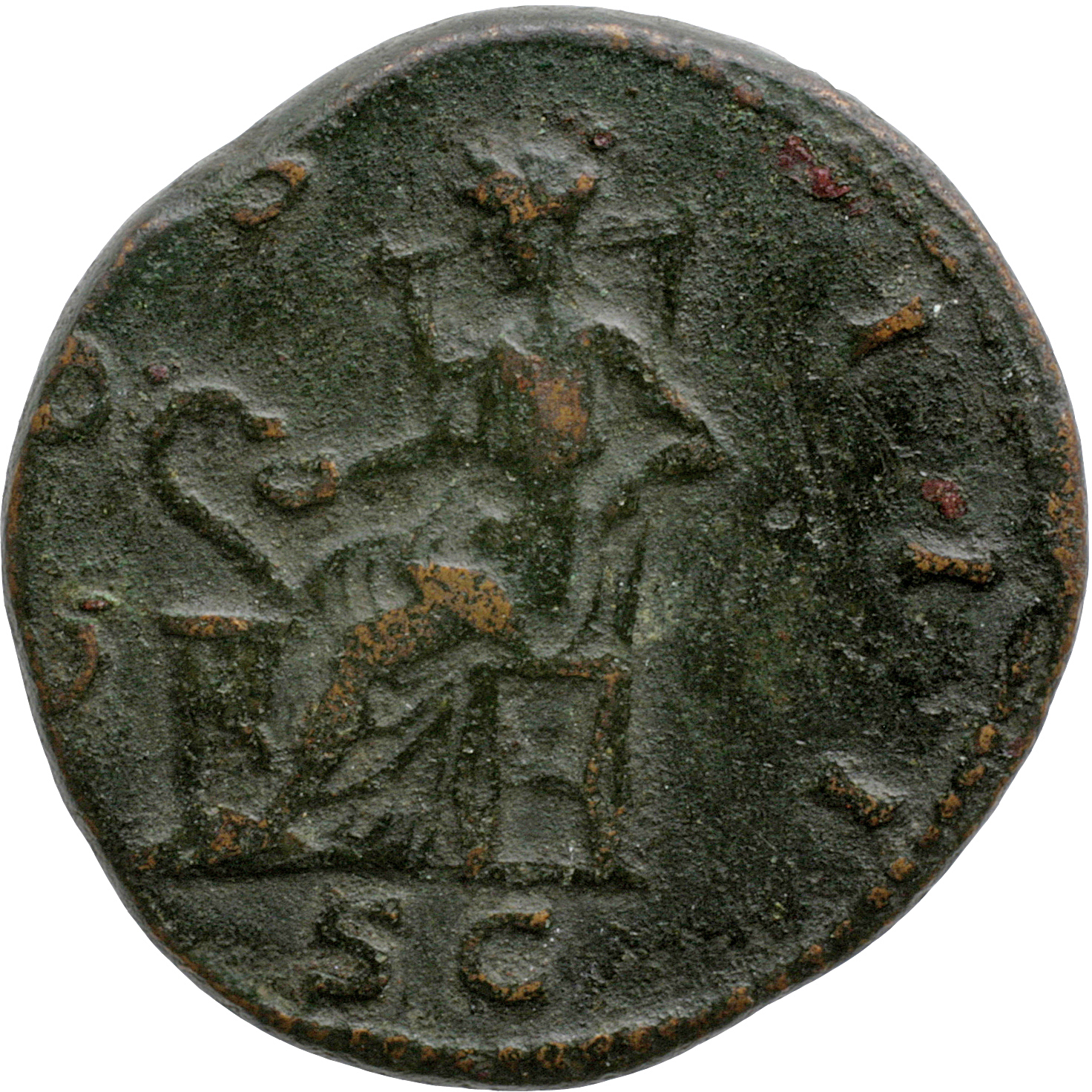 RIC II, Part 3 (second edition) Hadrian 878 Hadrian reverse, Salus seated left, holding out patera to feed snake; to left,...