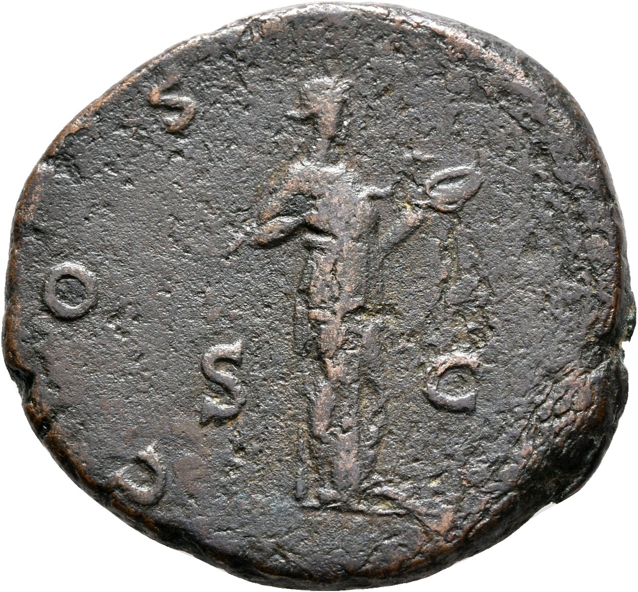 RIC II, Part 3 (second edition) Hadrian 881 Hadrian reverse, Salus standing right, rarely leaning on column, holding snake...
