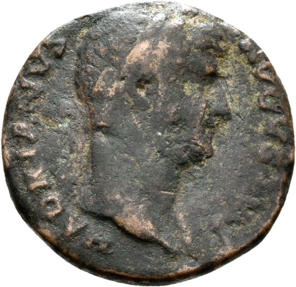 RIC II, Part 3 (second edition) Hadrian 881 Hadrian obverse, Head of Hadrian, laureate, right