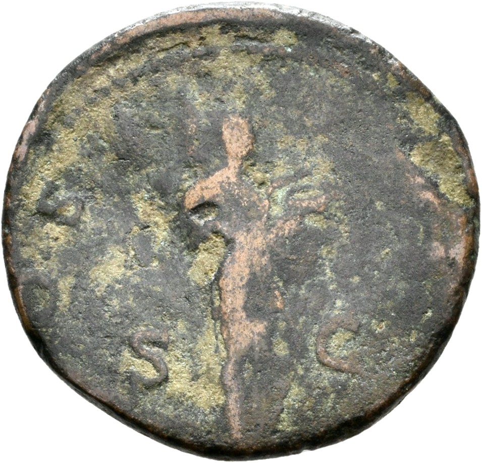 RIC II, Part 3 (second edition) Hadrian 881 Hadrian reverse, Salus standing right, rarely leaning on column, holding snake...