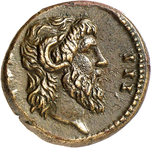 RIC II, Part 3 (second edition) Hadrian 893 Hadrian reverse, Head of Jupiter Ammon, right