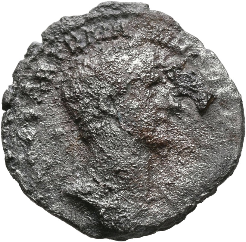 RIC II, Part 3 (second edition) Hadrian 90 Hadrian obverse, Bust of Hadrian, laureate, bare chest, traces of drapery on fa...
