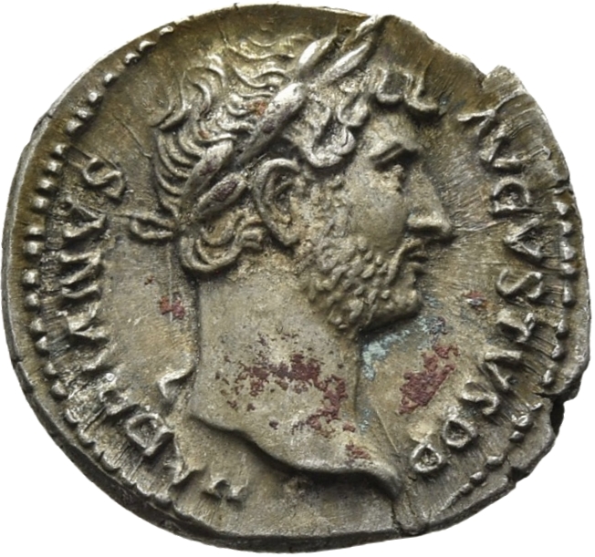 RIC II, Part 3 (second edition) Hadrian 914 Hadrian obverse, Head of Hadrian, laureate, right
