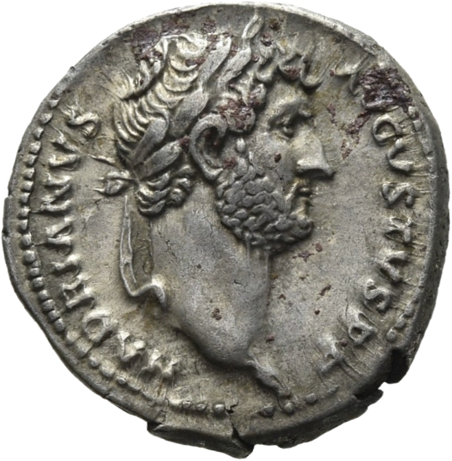 RIC II, Part 3 (second edition) Hadrian 924 Hadrian obverse, Head of Hadrian, laureate, right