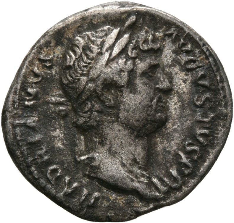 RIC II, Part 3 (second edition) Hadrian 965 Hadrian obverse, Head of Hadrian, laureate, right