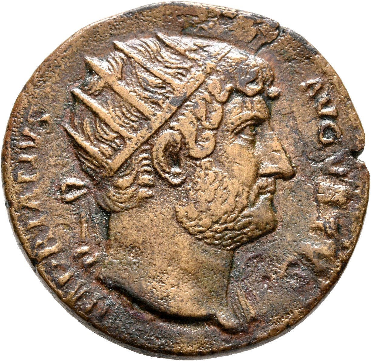 RIC II, Part 3 (second edition) Hadrian 974 Hadrian obverse, Head of Hadrian, radiate, right