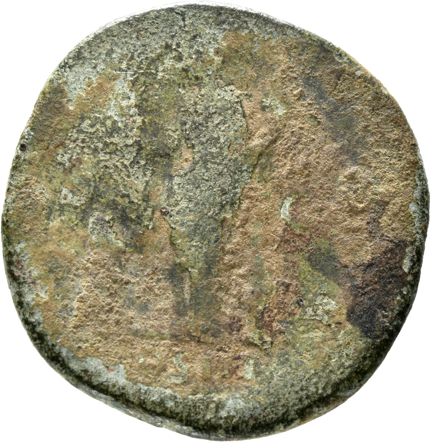 RIC II, Part 3 (second edition) Hadrian 990 Hadrian reverse, Hilaritas, rarely naked to waist, standing left, holding palm...