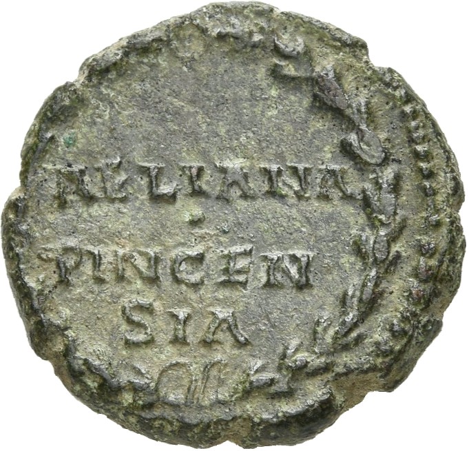 RIC II, Part 3 (second edition) Hadrian 998 Hadrian reverse, AELIANA / PINCEN / SIA within a wreath
